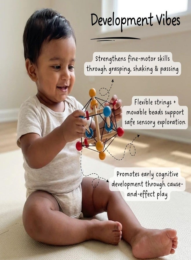 LiLLBUD Baby Rattle & Sensory Grasping Toy for Infants (3-18 Months) - Atom Ball with Flexible Arms | Builds Grip Strength, Fine Motor Skills & Cause-Effect Learning | Newborn Baby Toy - Image 3