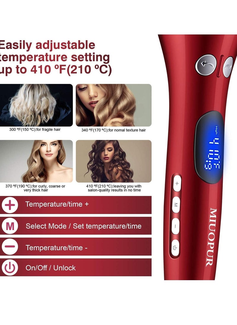 Generic - Multi-Automatic Hair Curler HICITI Hair Curling Iron LCD Ceramic Rotating Hair Waver Magic Curling Wand Irons Hair Styling Tools (RED) - Image 1