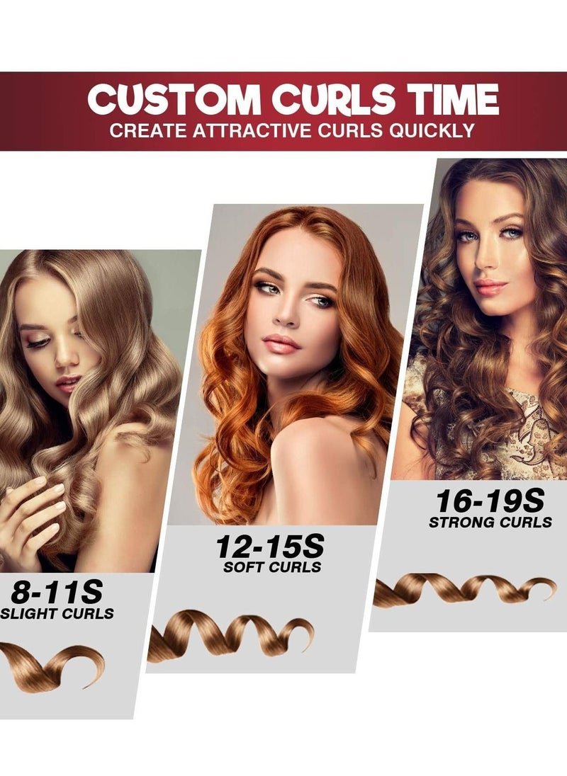 Generic - Multi-Automatic Hair Curler HICITI Hair Curling Iron LCD Ceramic Rotating Hair Waver Magic Curling Wand Irons Hair Styling Tools (RED) - Image 1