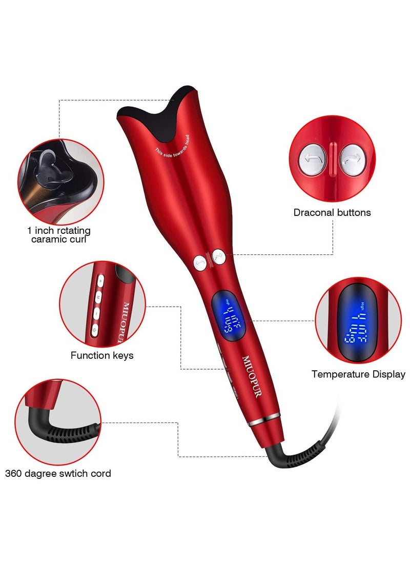 Generic - Multi-Automatic Hair Curler HICITI Hair Curling Iron LCD Ceramic Rotating Hair Waver Magic Curling Wand Irons Hair Styling Tools (RED) - Image 1