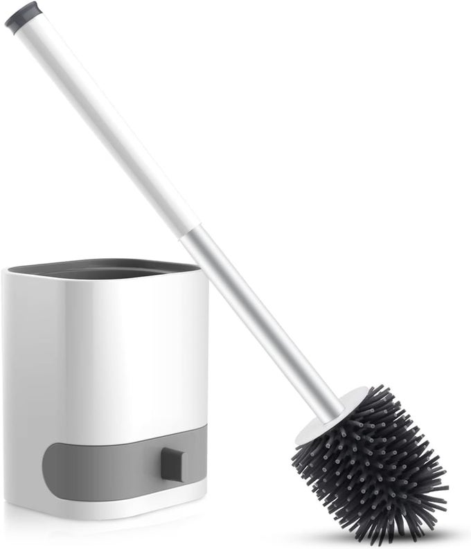 SILICONE TOILET BRUSH AND HOLDER BATHROOM TOILET BRUSH HOLDER SETSILICONE TOILET CLEANING BRUSH KIT WITH SOFT BRISTLE BRUSH TOILET BOWL BRUSH AND HOLDER