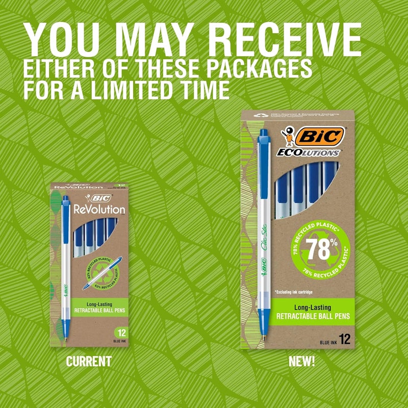 BIC ECOlutions Retractable Ball Pen, Medium Point (1.0 mm), Blue, 12 Pens - Image 2