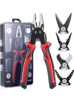 4MYL 4MYL 5 in 1 Multifunctional Pliers Tool Kit with 5 Interchangeable Heads Combination Lineman Pliers Wire Stripper Cable Cutter Crimping Tool Metal Shear Electrician Hand Tool with Case  - Image 1