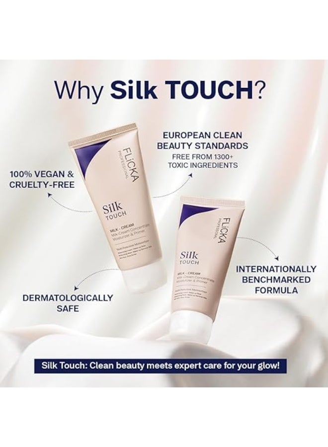 FLiCKA Silk Touch 3 in 1 Moisturizer and Primer for Face | Hydrating, Lightweight, Long-Lasting | Pore Minimizer | Dermatologically Tested | All Skin Types | Makeup Base | 60g | Cruelty-Free - Image 4