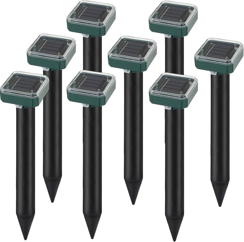 RC Tech Trading Mole Repellent for Lawns 8 Pack, Solar Powered Mole Repeller Ultrasonic Gopher Deterrent, Outdoor Waterproof Vole Vibration Stakes,Sonic Spike for Rodent Groundhog Snake Chipmunk - Image 1