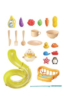 NIBEMINENT 22 Pieces Electric Fish Catching and Washing Game Toy with Music for Kids  - Image 2