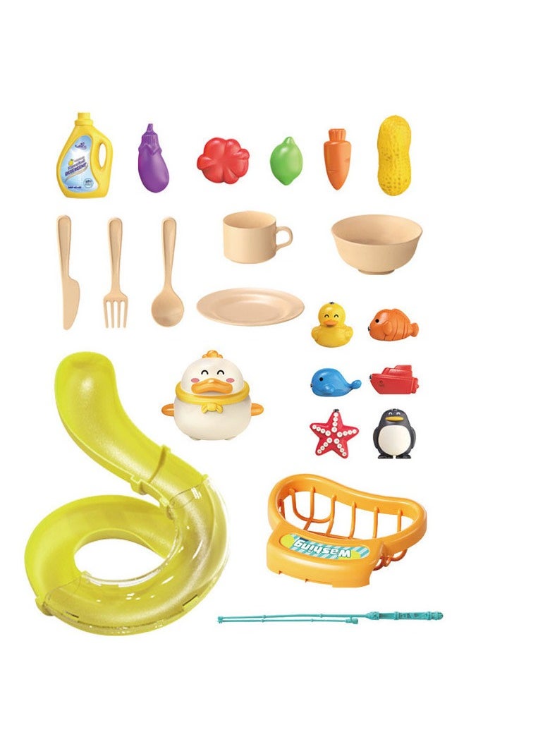 NIBEMINENT - 22 Pieces Electric Fish Catching and Washing Game Toy with Music for Kids - Image 1