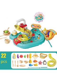NIBEMINENT 22 Pieces Electric Fish Catching and Washing Game Toy with Music for Kids  - Image 1