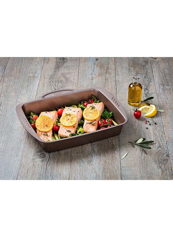 PYREX Asimetria Non-stick Rectangular Roasting Pan Brown - Image 3