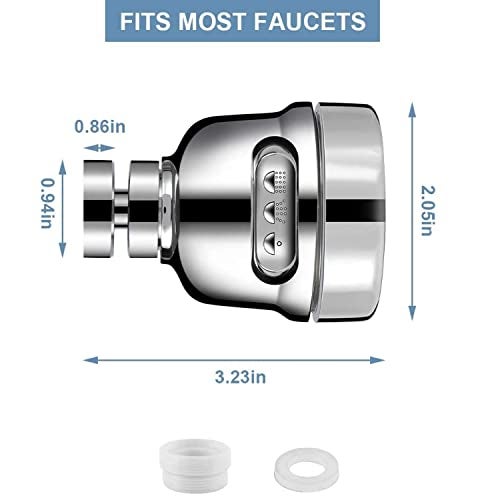 HEXONIQ® Kitchen Faucet Aerator Head 360° Rotatable Anti-Splash Faucet Sink Tap Sprayer Head Replacement, Booster Shower and Water Saving Tap for Kitchen, Silver, 3.23 x 2.05 inch - Image 3