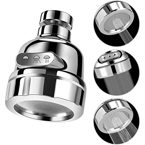 HEXONIQ® Kitchen Faucet Aerator Head 360° Rotatable Anti-Splash Faucet Sink Tap Sprayer Head Replacement, Booster Shower and Water Saving Tap for Kitchen, Silver, 3.23 x 2.05 inch - Image 1