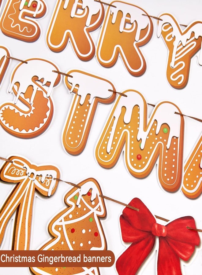 Homarkable Merry Christmas Banners, Gingerbread Theme, Pre-Strung Holiday Party Décor with 20 Hanging Swirls for Home, Office, and School Celebrations - Image 4