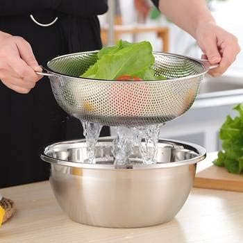 Ketumal 23 cm Multipurpose Stainless Steel Colander Strainer Drainer with Handle for Rice Fruits Vegetable Noodles Pasta Beans Grains Washing Filter BasketKitchen Bowl Storing and Straining Purpose - Image 3