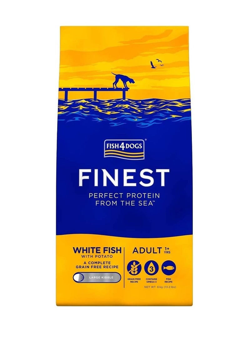 Fish4Dogs White Fish With Potato Large Kibble Adult Dog Dry Food 6Kg - Image 1