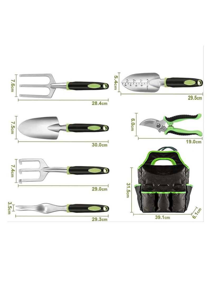 LINGWEI Garden Tool Set of 9 Heavy Duty and Lightweight Aluminium Alloy Gardening Hand Tools with Non-Slip Ergonomic Handle Storage Tote Bag - Image 3