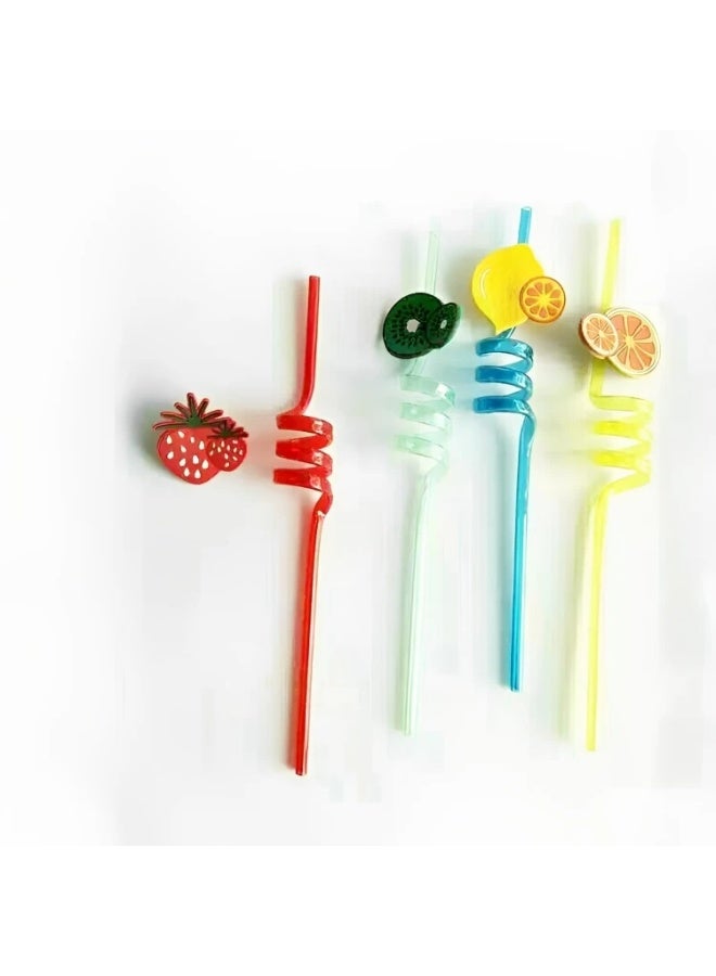 Acrylic Spiral Straw Set – 4-Piece Reusable Drinking  – Colorful Twisted Straws for Kids & Parties –  -Free, Eco-Friendly – Multicolor  - Image 3