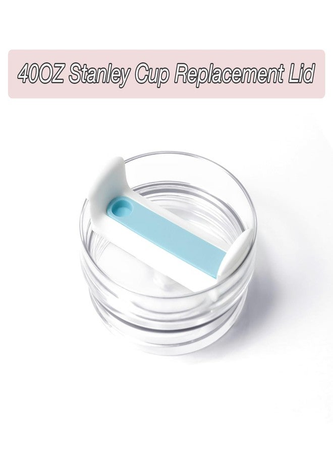Horsdo 40oz Tumbler Lid for Stanley, Spill Proof Splash Resistant Tumbler Covers,Replacement cover for Stanley Cup Accessory(2 pack) (Clear Blue, 40oz) - Image 4