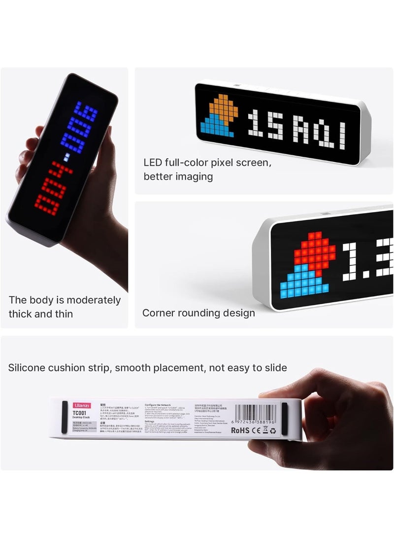 يولانزي ساعة ULANZI TC001 الذكية، ساعة منبه رقمية للألعاب مع حالة الطقس - محاكي Awtrix - اتصال واي فاي، عداد وسائل التواصل الاجتماعي، ساعة فنية بكسل كلاسيكية لغرفة الألعاب، بجانب السرير، ديكور المكتب - Image 4