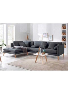 Al Home 5 Seater L-shape Velvet Sofa 280×80×200×75 Cm - Grey  - Image 1