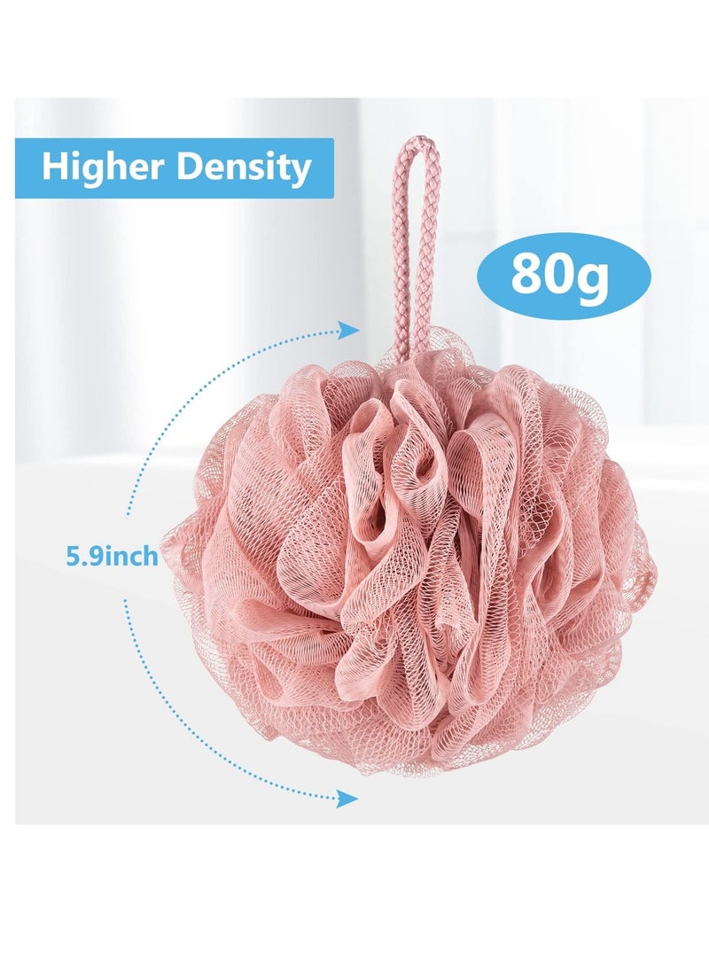 VANZAVANZU Bath Loofah Large 80g Shower Sponge Body Scrubber Mesh Pouf for Men and Women, Set of 4 (Pink) - Image 4