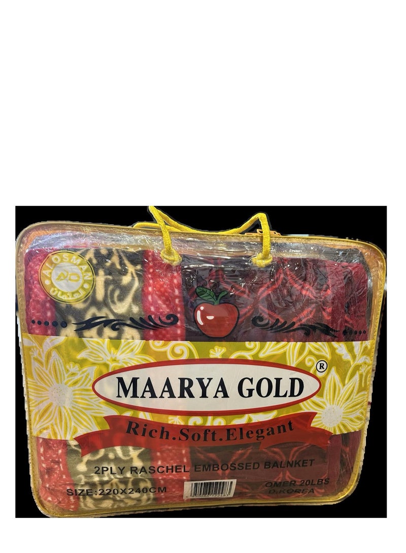 MAARYA GOLD 2 PLY SUPER SOFT EMBOSSED BLANKET - Image 1