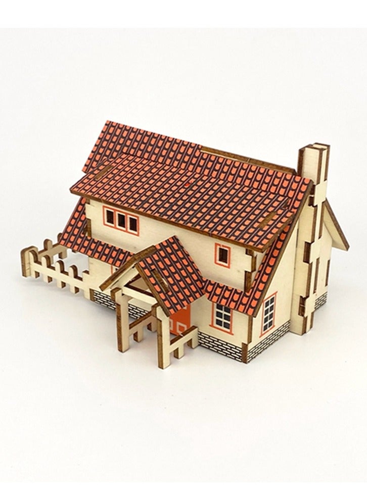 Wooden 3D Puzzles, Architectural Model Puzzle Kits, Western-Style Cottage Models, DIY Educational 3D Puzzles - Image 5