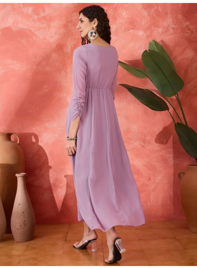 AKS Purple Georgette Flared Maxi