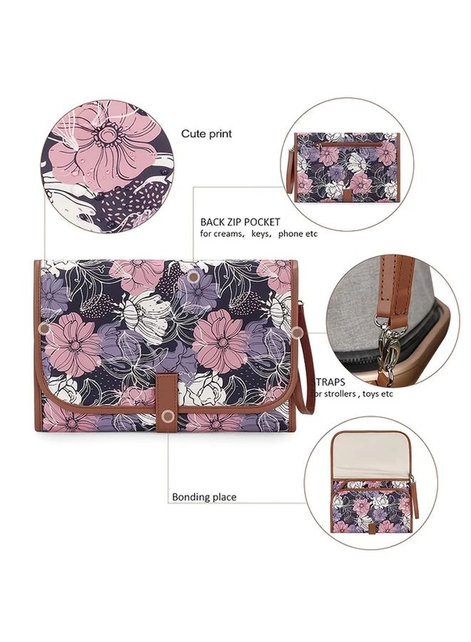 Floral Print Diaper Pad Holder Portable Wet Dry Separation Storage Bag Branch Style - Image 5