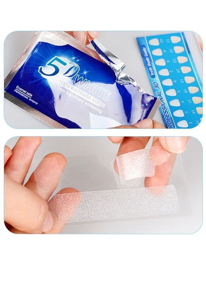 5D White Teeth Whitening Strips Oral Hygiene Care Strip for false Teeth Dental Bleaching System Gel, Dental Whitening Strips, Teeth Whitening Strips Kit, for Coffee Soda Drinkers & Yellow Stains, 7 Sets - Image 2