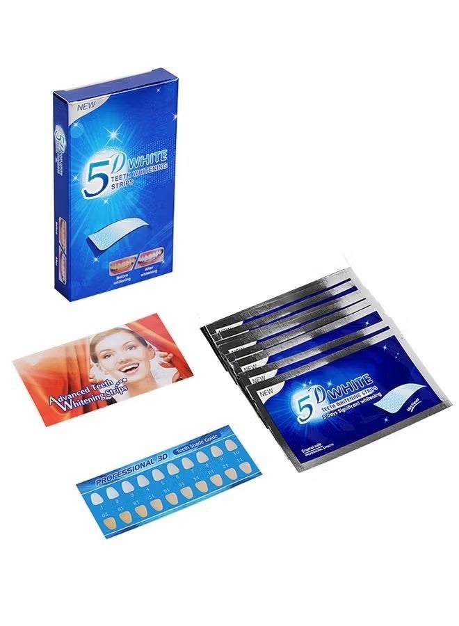5D White Teeth Whitening Strips Oral Hygiene Care Strip for false Teeth Dental Bleaching System Gel, Dental Whitening Strips, Teeth Whitening Strips Kit, for Coffee Soda Drinkers & Yellow Stains, 7 Sets - Image 3