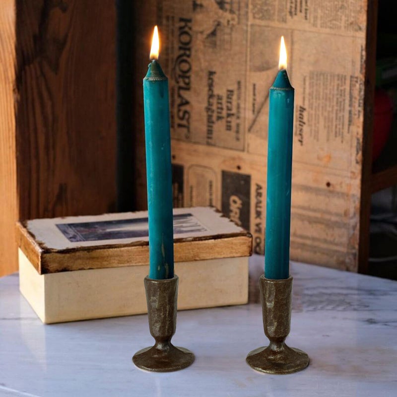 SUJUN Handcrafted Antique Black & Gold Iron Taper Candle Holders - Set of 2 Elegant Candlesticks for Weddings, Dining, and Parties, Timeless DÃ©cor Accent - Image 5