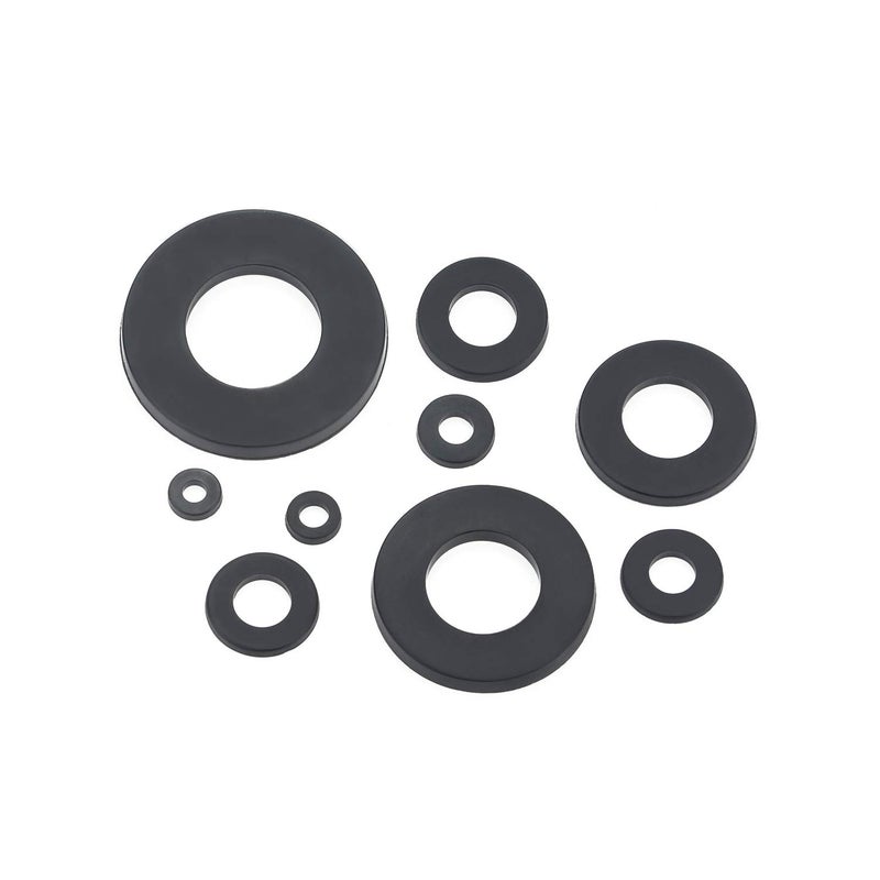 Sutemribor Nylon Flat Washer Assortment Set 600 Pieces, 9 Sizes - M2 M2.5 M3 M4 M5 M6 M8 M10 M12, Black - Image 3