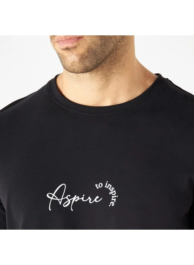 Iconic Iconic Slogan Print Crew Neck T-shirt with Short Sleeves