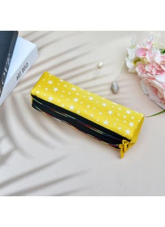 Kuber Industries Kuber Industries Pencil Pouch|Rexine Stationary Pouch|Pencil Utility Pouch|School Pencil Case for Kids|Pen-Pencil Box for Kids|2 Zipper Pencil Organizer|Star Pencil Pouch|Pack of 4|Yellow  - Image 2