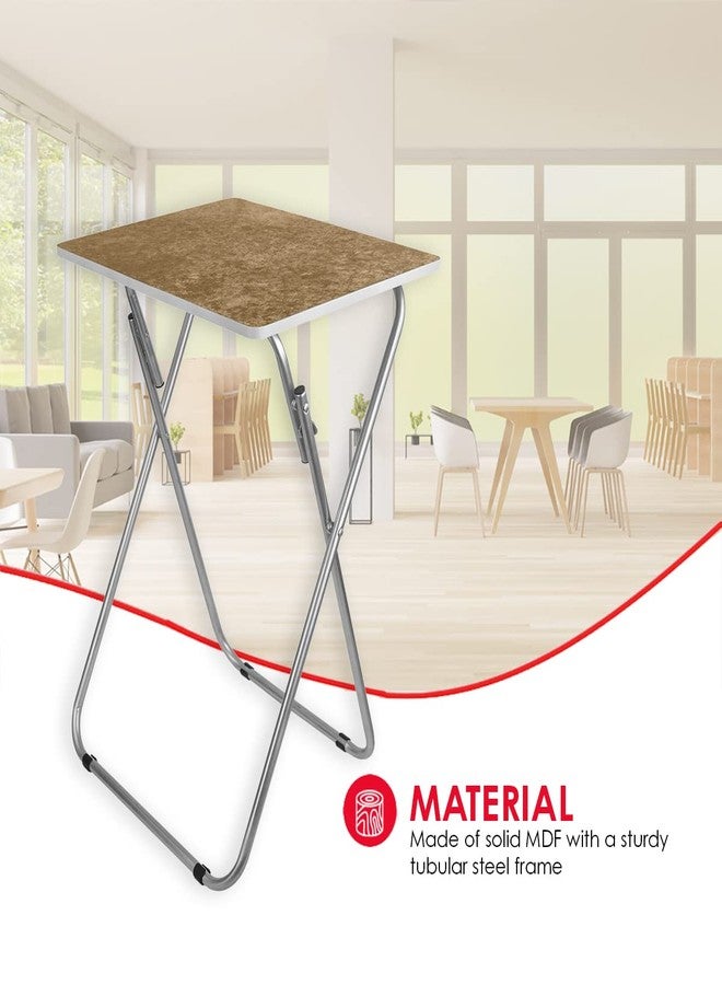 Home Basics Folding TV Tray Table by Home Basics | Large Surface Area with Brown Marble Like Design | Tubular Steel Frame | Easy Storage | Engineered Wood Smooth Surface - Image 3