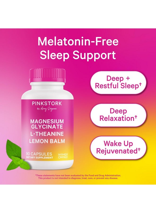 Pink Stork مغنيسيوم جليسينات من بينك ستورك، إل-ثيانين، بلسم الليمون - مغنيسيوم خالي من الميلاتونين لدعم النوم - هدوء واسترخاء طبيعي - 90 كبسولة - Image 2