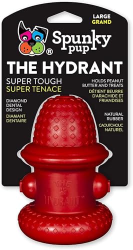 Spunky pup Hydrant Dog Toy Fill with Treats or Kibble Rugged Double Wall Textured Rubber Promotes Healthy Teeth and Gums Dishwasher Safe For Large Dogs Made in USA - Image 1
