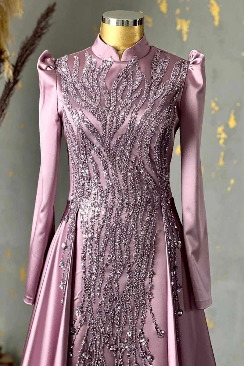اسيلانور Damla Hijab Evening Dress Lilac