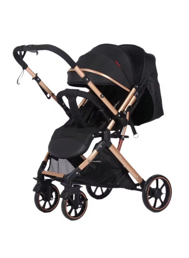 بيليكو عربة اطفال خفيفة الوزن ثنائية الاتجاه Beleco- Stroller B1- بتصميم قابل للتحويل والطي بشكل مريح بيد واحدة - متعددة الاوضاع (اسود) - Image 2