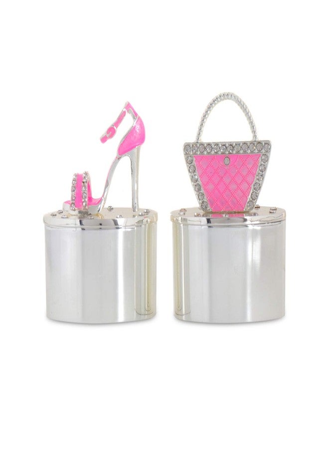LASODY Handbag+High Heel Shoe Trinket Box Jewelry Box Organizer Box Jewelry Chest,Trinket Boxs For Women Mother's Day Gifts(2PCS One Set,Pink Color) - Image 1