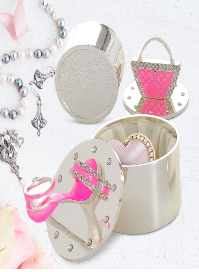 LASODY Handbag+High Heel Shoe Trinket Box Jewelry Box Organizer Box Jewelry Chest,Trinket Boxs For Women Mother's Day Gifts(2PCS One Set,Pink Color) - Image 5