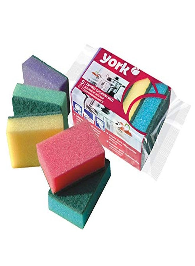 YORK Scouring Sponge Non-Abrasive Cleaning Scouring Heavy-Duty Scrub,Scratch Proof Utensil Scrubber Pads for Pots, Pans & Non-Stick Cookware,Ideal for Kitchen use-5 Piece - Image 2