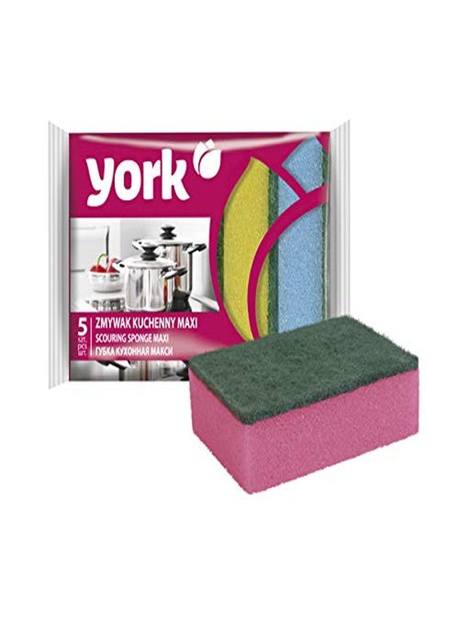 YORK Scouring Sponge Non-Abrasive Cleaning Scouring Heavy-Duty Scrub,Scratch Proof Utensil Scrubber Pads for Pots, Pans & Non-Stick Cookware,Ideal for Kitchen use-5 Piece - Image 1