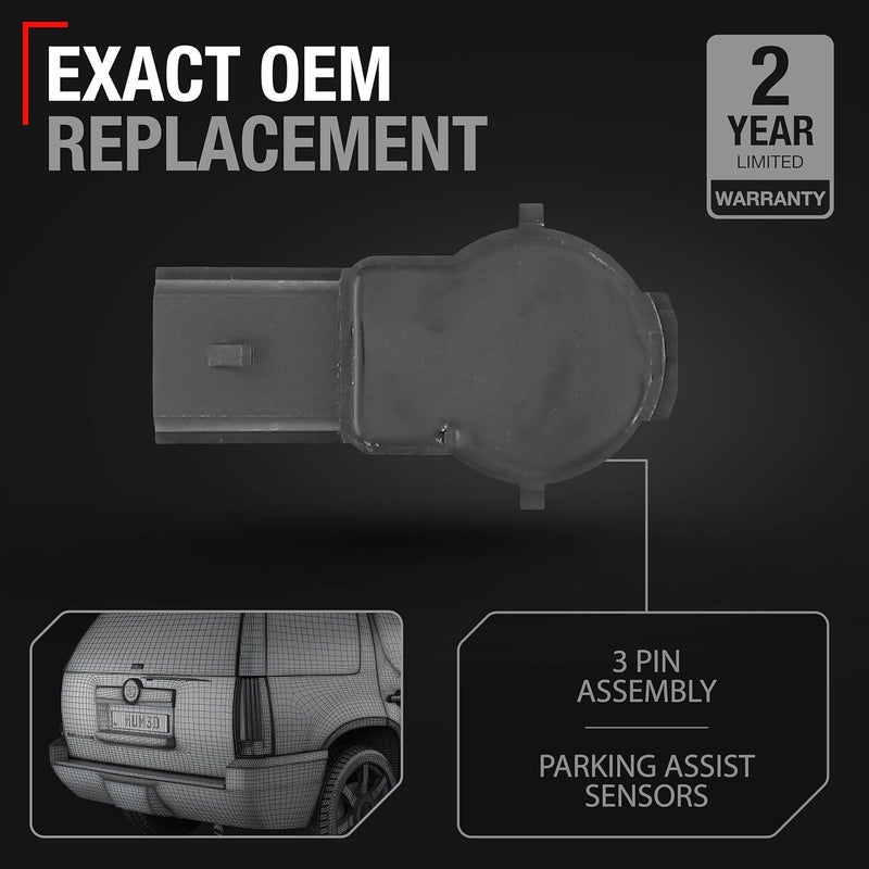 T1A Rear Parking Sensor, 1-pk - Compatible with 2007-2018 Chevrolet GMC Avalanche Silverado Tahoe Yukon; Cadillac Escalade; Buick Enclave Lucerne - Reverse Parking Assist Sensor - OEM 15239247, 684-079 - Image 3
