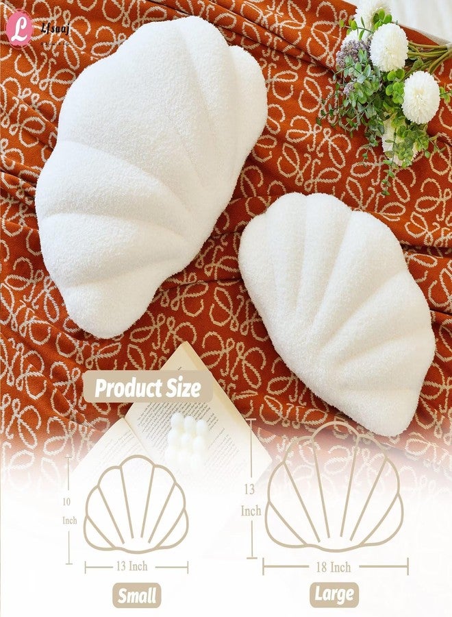 Lfsaaj Seashell Throw Pillows, Shell Shaped Throw Pillows, 18 Inch Soft Home Decorative Pillow Plush Cushion for Bed Couch Living Sofa Room Decor Accent Throw Pillow (Ivory 18Inch) - Image 3