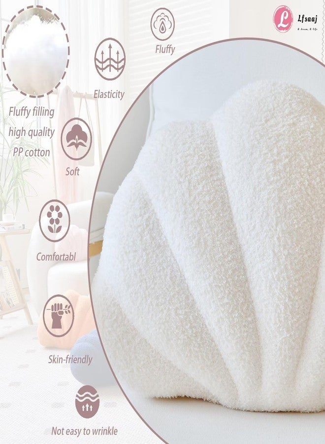 Lfsaaj Seashell Throw Pillows, Shell Shaped Throw Pillows, 18 Inch Soft Home Decorative Pillow Plush Cushion for Bed Couch Living Sofa Room Decor Accent Throw Pillow (Ivory 18Inch) - Image 2