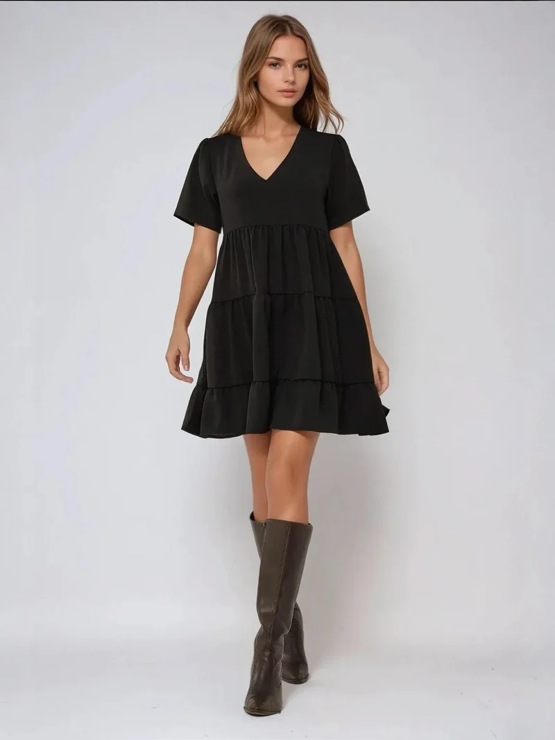 HICCUP V-Neck A-Form Mini Dress
