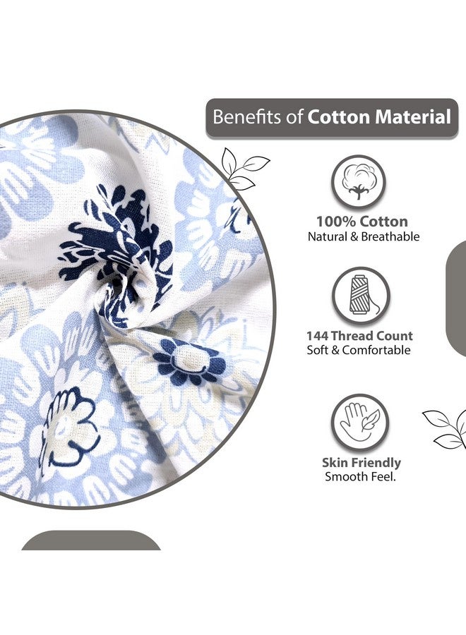 Divine Casa 100% Cotton 144 TC Bedsheet for Double Bed King Size Bedsheet with 2 Pillow Covers (Size:270 X 270 cm, Soft Blue, Floral) - Image 5