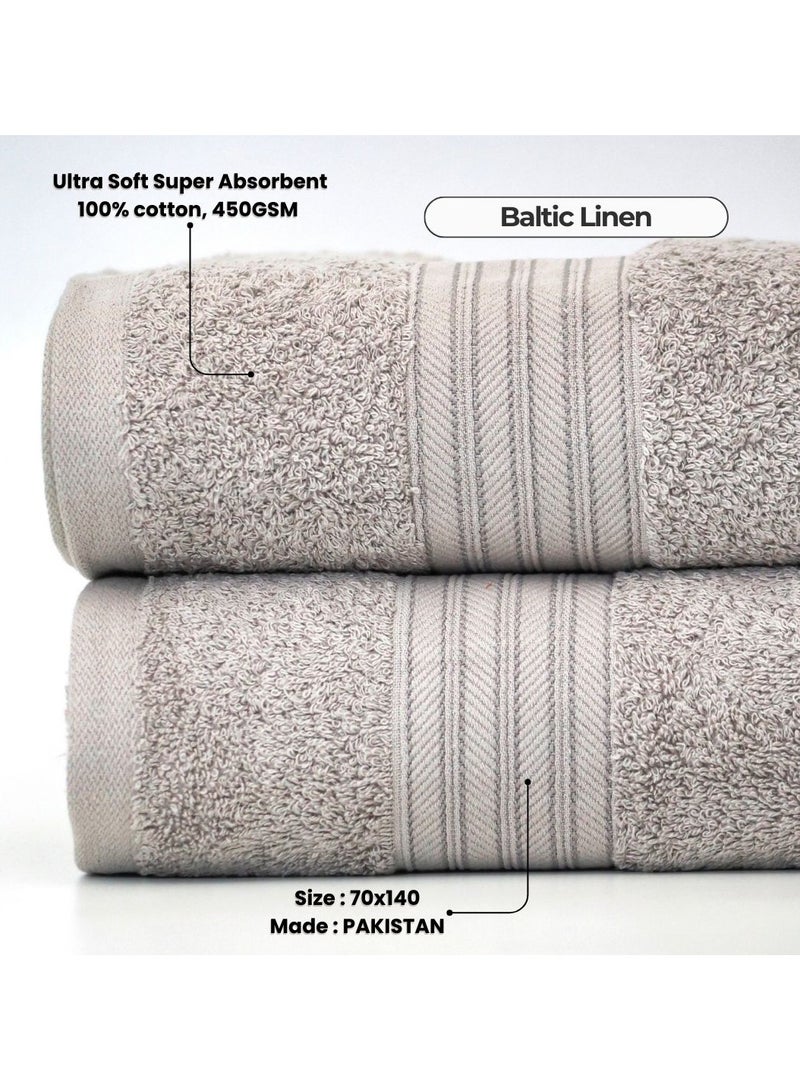 Baltic Linen 100% Cotton Ultra Soft Bath Towel Set, 70x140 cm, Super Absorbent, Quick Dry And Antibacterial Treatment, 500 GSM Terry  - Image 1