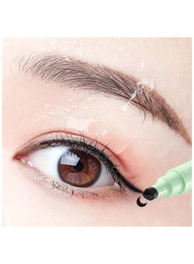 Lameila Dual Ended Eyeliner Stamp, Waterproof Liquid Eyeliner With Moon Seal Stamp, Long Lasting Seal Eyeliner Pen For Makeup, Eye Decoration Eye Liner Makeup Tool Black  - Image 3